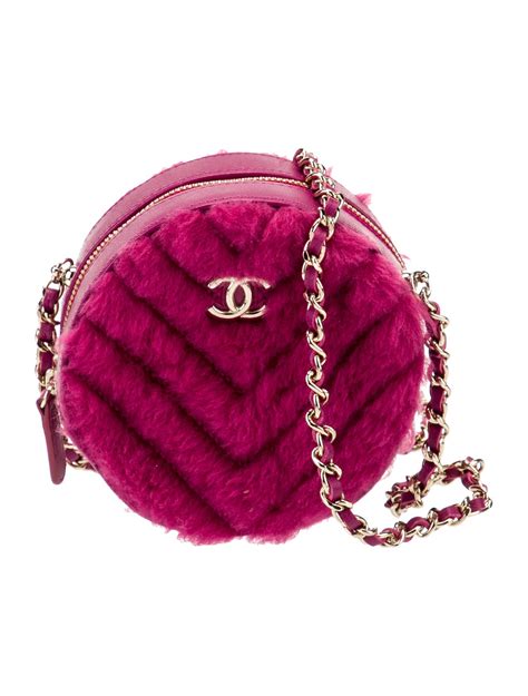 pink furry chanel|Chanel 2020 Fur Round Clutch w/ Chain .